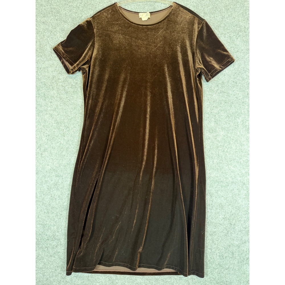 J.Crew Velvet Shift Dress Womens Medium Brown Excellent Vintage Y2K Velour